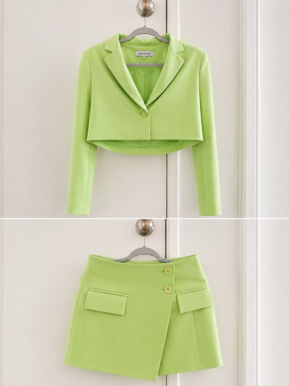WeWoreWhat  Blazer and Skirt Set // Green XS A-Line